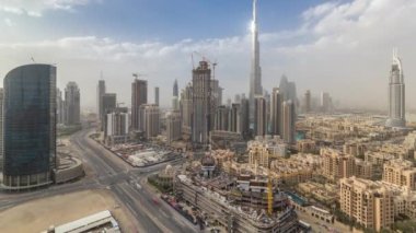 Dubai şehir merkezindeki güzel lüks hava manzarası tüm gün boyunca zaman ayarlı, Dubai, Birleşik Arap Emirlikleri