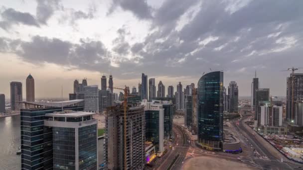 Dubai iş defne kuleleri günü gece timelapse hava için — Stok video