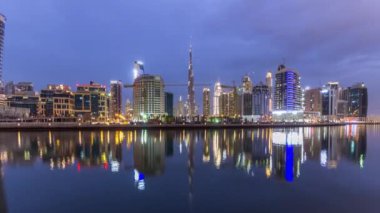 Dubai iş defne kuleleri günü gece timelapse için