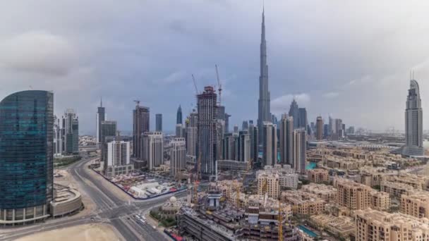 Vacker lyx Dubai centrum antenn ovanifrån timelapse, Dubai, Förenade Arabemiraten — Stockvideo