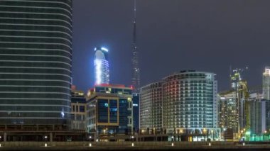 Dubai iş defne gece timelapse kuleleri