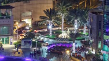 Dubai Yat Limanı çeşme aeral gece timelapse, marina mesire