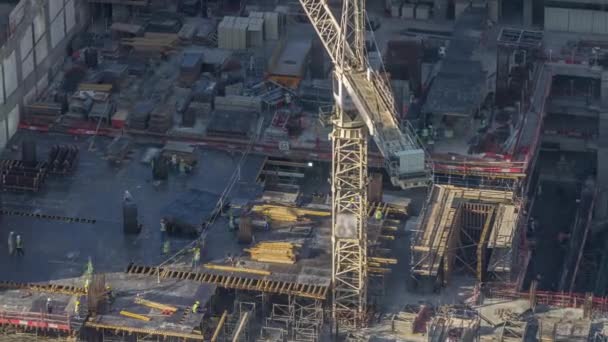 Konstruksi derek di Dubai Marina timelapse — Stok Video