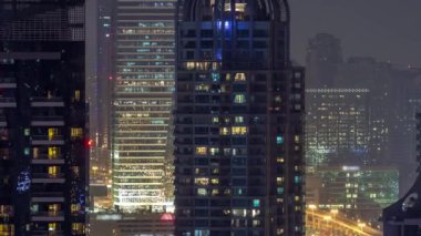 Dubai Yat limanı manzarası, gece timelapse üzerinde su kanalı.