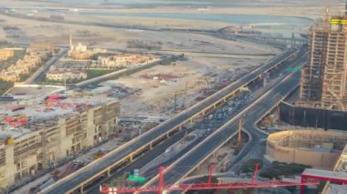 Dubai downtown günbatımı timelapse sırasında. Üstten üstten görünüm