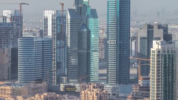 Timelapse σκηνή το πρωί στο κέντρο του Ντουμπάι. Κορυφαία θέα από ψηλά — Αρχείο Βίντεο