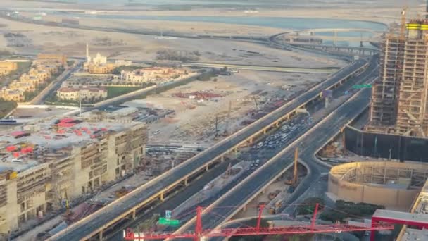 Dubai downtown günbatımı timelapse sırasında. Üstten üstten görünüm — Stok video