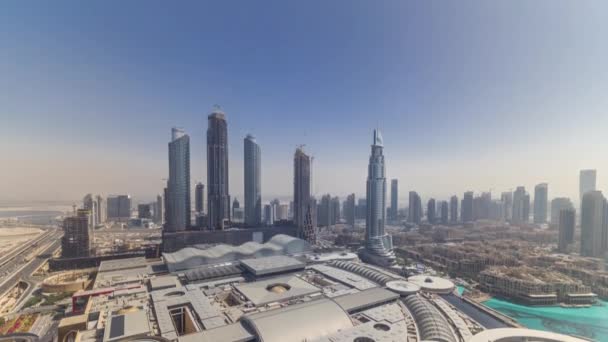 Dubai centrum tijdens alle dag timelapse. Bovenaanzicht van bovenaf — Stockvideo