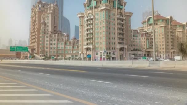 Dubai Finanzzentrum mit Wolkenkratzern Zeitraffer-Hyperlapse — Stockvideo