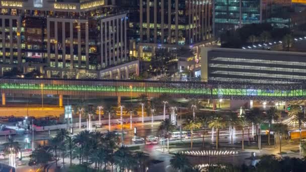 Ντουμπάι κέντρο νύχτα εναέρια timelapse — Αρχείο Βίντεο