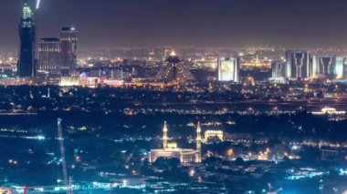 Deira bölgesinde Havaalanı timelapse ile havadan görünümü