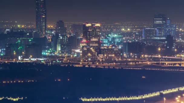 Vista aérea al timelapse del distrito de Festival City con sitio de construcción — Vídeo de stock