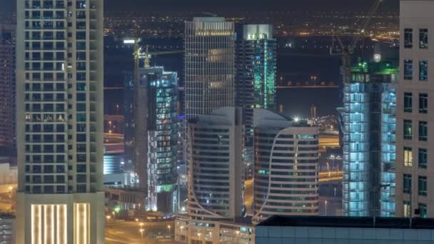 Dubai centro notte timelapse aerea — Video Stock