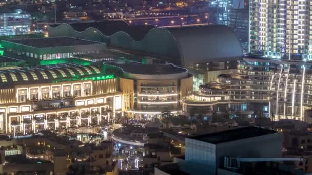 Dubai downtown night aerial timelapse — Stock Video