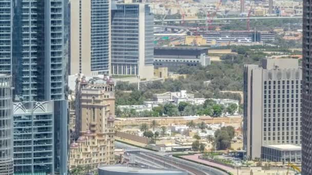 Dubai downtown w słoneczny dzień timelapse — Wideo stockowe