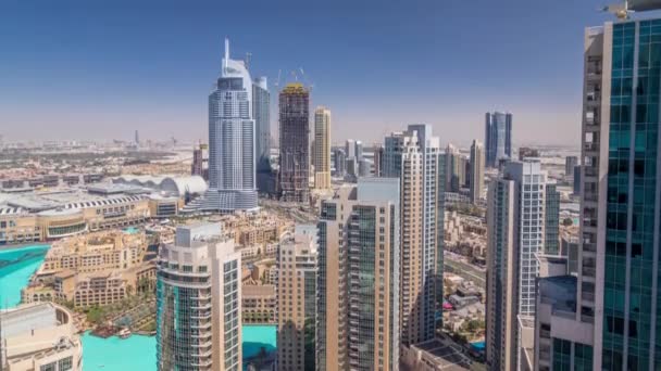 Dubai centro de la ciudad en timelapse día soleado — Vídeos de Stock