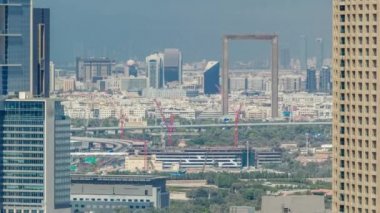 Dubai siluetinin timelapse Deira bölge ile