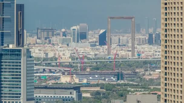 Dubais Skyline im Zeitraffer mit dem Deira District — Stockvideo
