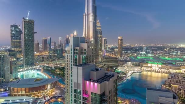 Dubai centro día a noche timelapse — Vídeos de Stock