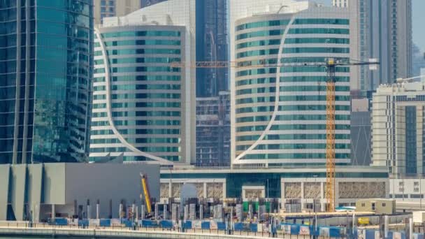 Pemandangan Panorama tiLapse dari teluk bisnis dan daerah pusat kota Dubai — Stok Video