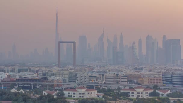 Dubai creek landschap dag naar nacht timelapse — Stockvideo