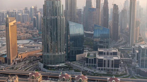 Вид Висоти Хмарочоси Дубаї Час Руху Шосе Фінансовий Район Ділова — стокове фото