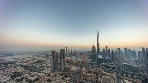 Aerial View Tallest Towers Dubai Downtown Skyline Creek Area Day — Stock Photo, Image