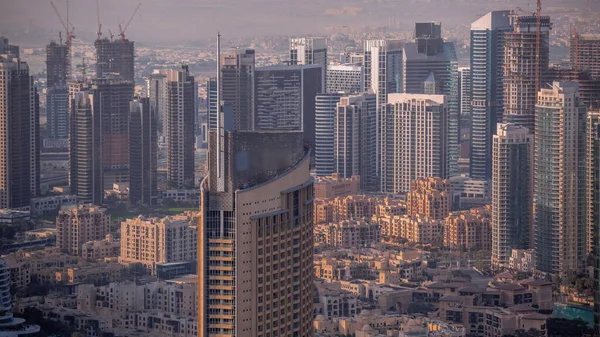 Légi Felvétel Legmagasabb Tornyokról Dubai Belvárosában Üzleti Öbölben Pénzügyi Negyed — Stock Fotó
