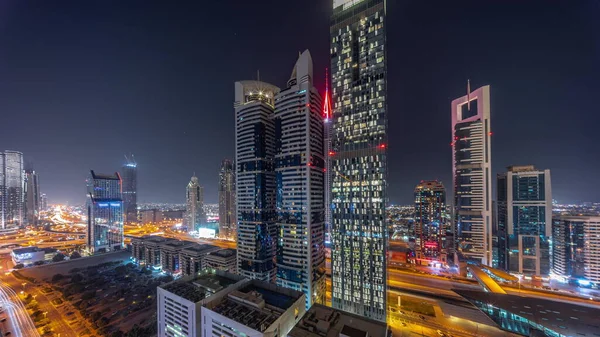 Panorama Aéreo Dubai International Financial District Com Muitos Arranha Céus — Fotografia de Stock