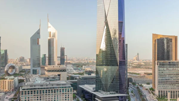 Vista Aérea Dubai International Financial District Com Arranha Céus Escritório — Fotografia de Stock