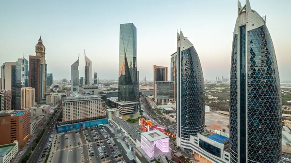 Flygfoto Panoramautsikt Över Dubai International Financial District Med Många Skyskrapor — Stockfoto