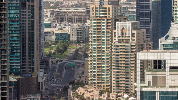 Dubai Marina Media City Kerületek Modern Felhőkarcolók Irodaházak Légi Időbeosztás — Stock Fotó