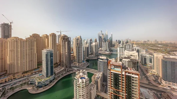 Panoramic View Various Skyscrapers Tallest Recidential Block Dubai Marina Aerial — Stock Photo, Image