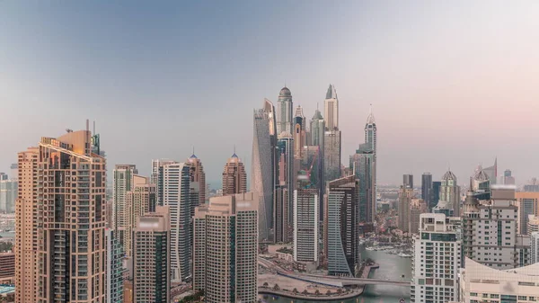 View Various Skyscrapers Tallest Recidential Block Dubai Marina Aerial Day — Stock Photo, Image