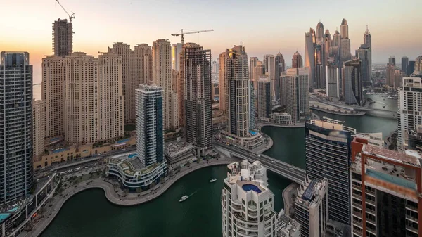 Kilátás Különböző Felhőkarcolók Legmagasabb Rekreációs Blokk Dubai Marina Jbr Kerület — Stock Fotó