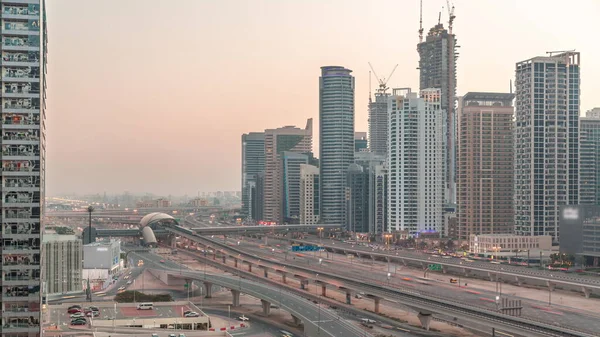 Dubai Marina Skyscrapers Sheikh Zayed Road Metro Railway Aerial Day — Stock Photo, Image