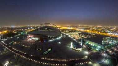 Doha 'daki Aspire Zone Stadyumu' nun tepeden tırnağa hava manzarası.
