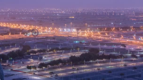 Vista aérea de Aspire Zone da melhor noite para o dia timelapse em Doha — Vídeo de Stock