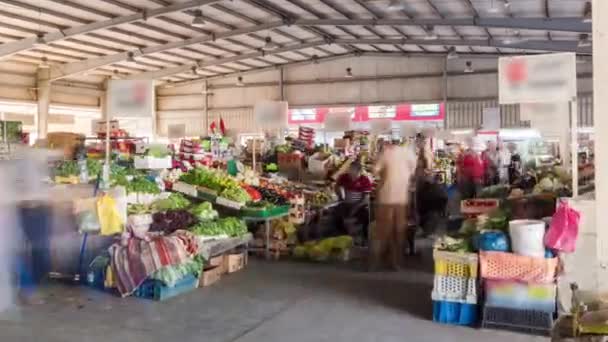Gyümölcs piac a Emirátus Ajman timelapse. Egyesült Arab Emírségek — Stock videók