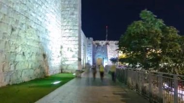 Gece zaman aşımı nda Antik Kentin Duvarları, Kudüs, İsrail