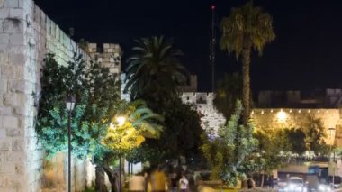 Gece saatlerinde Antik Kentin Duvarları, Kudüs, İsrail
