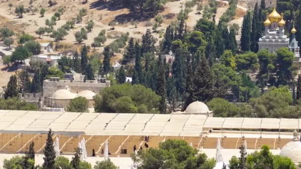 오래 된 도시의 예루살렘 timelapse, 이스라엘, 바위의 돔 등을 내려다 보이는 파노라마 — 비디오