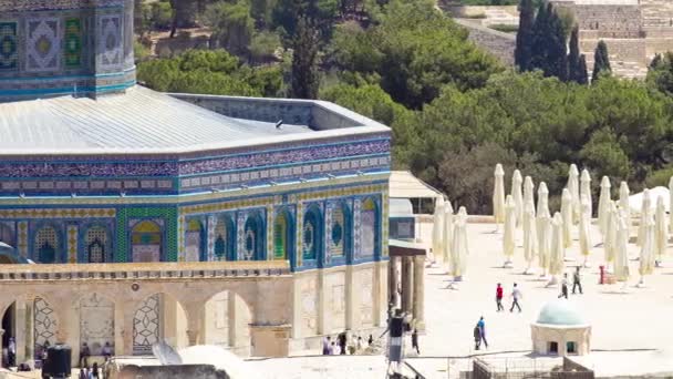 Panorama surplombant la vieille ville de Jérusalem timelapse, Israël, y compris le Dôme du Rocher — Video