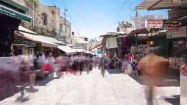 Eski Kudüs şehri, İsrail timelapse hyperlapse renkli Çarşısı