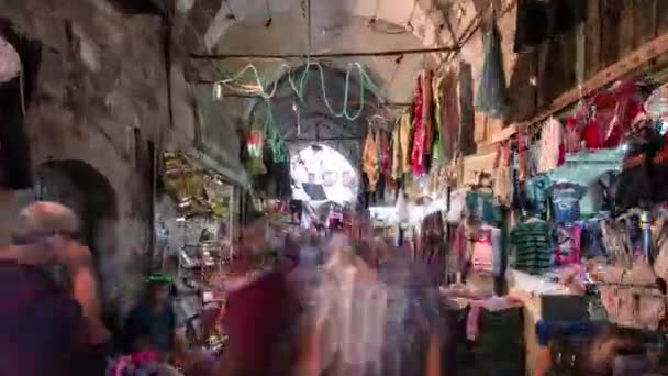 Il colorato souk nella città vecchia di Gerusalemme Israele timelapse hyperlapse — Video Stock