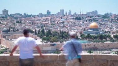 Zeytin Dağı'ndan Kaya Kubbesi ile Kudüs timelapse panoramik görünümü.