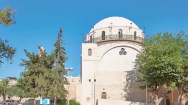 Kudüs'ün eski şehrinde Hurva adlı sinagog, İsrail timelapse hiperlapse