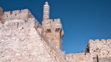David'in kulesi timelapse hiperlapsusu. Jerusalem, İsrail