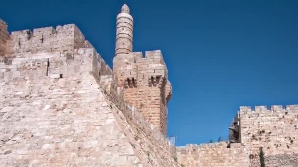 大卫塔的延时超移。耶路撒冷， 以色列 — 图库视频影像