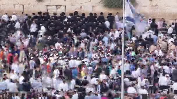 Religiosos judeus sunset oração serviço na parede ocidental, Israel timelapse — Vídeo de Stock